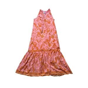 Antiono Melani tiered hem sun dress size women's small; orange & red,100% cotton